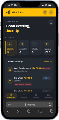SERVA.PH Service Providers Portal preview